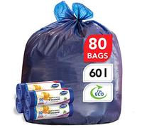 Stella Pack Bolsas de Basura Bolsa Basura 60l 80 Unidades 80 con Cierre Fácil y Alta Resistencia para Uso Doméstico y Exterior Fabricadas con Material 100 Reciclado Gran Resistencia
