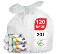 Stella Pack Bolsas de Basura de Plástico 120 Unidades de 20 Litros Color Blanco Resistentes y Flexibles Con Cierre Tipo Onda Ideales Para Uso Multiuso en Hogar y Oficina