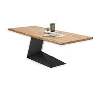 Stella Trading Alan con Borde de árbol de Madera Maciza de Acacia, Mesa Estructura de Metal Negro para tu Comedor, 240 x 76 x 100 cm