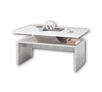 Stella Trading Allegra-Mesa de café Moderna con Tablero Elevado en Aspecto, Color, Madera de ingeniería, Hormigón/Blanco, 100 x 50 x 60 cm
