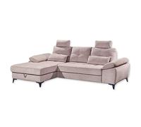 Stella Trading Auckland Sofá esquinero con función de cama, funda de tela, diseño de flamenco, moderno sofá esquinero en forma de L, con cajón y reposabrazos ajustables, material de madera, 270 x 90 (108) х 170