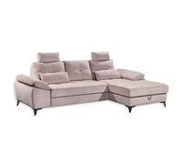 Stella Trading Auckland Sofá esquinero con función de cama, funda de tela, diseño de flamenco, moderno sofá esquinero en forma de L, con cajón y reposabrazos ajustables, material de madera, 270 x 90 (108) х 170