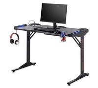 Stella Trading BC 3110 3110-Mesa para Videojuegos (Aspecto, iluminación LED, Puertos USB y Soporte para Bebidas), Color Negro, Black Carbon Look, 119 x 78 x 60 cm