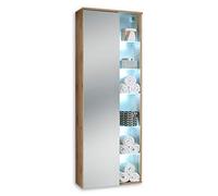 Stella Trading Best Armario Colgante para Cuarto de baño con iluminación led con Acabado en Roble Silvestre, Mueble de baño con Mucho Espacio de Almacenamiento, 55 x 160 x 30 cm (Ancho/Alto/Profundo)