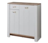 Stella Trading Dijon, Aspecto de Roble, Moderno Zapatero con Mucho Espacio para Sus Zapatos, Madera de ingeniería Metal, Ashgrey/Viking Oak, Schuhschrank 98 cm