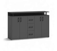 Stella Trading Drift Highboard con Estante en Color Antracita - Moderno Armario de salón con cajones y Mucho Espacio de Almacenamiento para tu salón - 139 x 90 x 34 cm (Ancho x Alto x Profundidad)