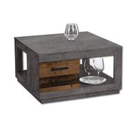 Stella Trading Festival Fulda Centro con Dos cajones-Mesa Auxiliar espaciosa con Estante para su salón, Engineered, Old Wood/Hormigón, 80 x 46 x 80 cm