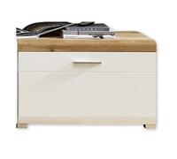 Stella Trading Fun Plus Base blanca con bonito estante superior decorado en roble, tablero bajo de calidad para tu salón, 80 x 51 x 47 cm (ancho/alto/profundo)