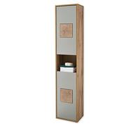 Stella Trading Greece Alto para Cuarto, Aspecto Aplicaciones de Madera de Cerebro, Armario de baño con Mucho Espacio de Almacenamiento, ingeniería, Basalto/Wotan Roble, Hochschrank