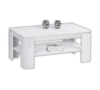 Stella Trading Harrison Centro con cajón, Color Blanco-Mesa de sofá espaciosa con Estante para su salón, Madera de ingeniería, 100 x 44 x 60 cm