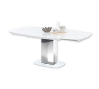 Stella Trading Jackson Color Blanco - Mesa de Columna Extensible para tu salón y Comedor, Vidrio Acero Inoxidable, 130-190 x 75 x 105 cm