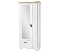 Stella Trading Jasmin Espejo, Aspecto Artesano, Estilo rústico, Armario con Barra Extensible, Madera, Pino Claro/Artisan Roble, Garderobenschrank 93 cm