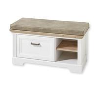 Stella Trading Jazmín Jasmin-Banco Zapatero con Asiento, Aspecto, Estilo rústico, Acolchado con Espacio de Almacenamiento para Pasillo y Armario, Pino Claro/Artisan Roble, 93 x 49 x 41 cm