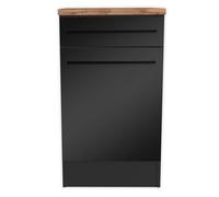 Stella Trading Jazz Moderno Mueble Negro Mate, Aspecto de Roble Lanzelot Espacioso Armario bajo Cocina con Mucho Espacio de Almacenamiento, Material de Madera, 50 x 90 x 60 cm, ingeniería