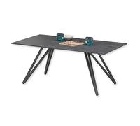 Stella Trading Jesse Centro Estilo Industrial, Color Negro-Moderna Mesa de salón con Placa de cerámica y Estructura de Metal, 110 x 46 x 70 cm