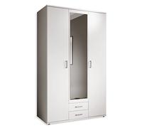 Stella Trading Karl Elegante armario ropero de 3 puertas con mucho espacio de almacenamiento, versátil, con puertas batientes, blanco, con puerta de espejo, 120 x 195 x 55 cm (ancho x alto x fondo)