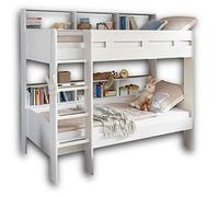 Stella Trading Literas infantiles con escalera y 2 somieres de 90 x 200 cm, camas infantiles que ahorran espacio, en color blanco, 129 x 189 x 210 cm (ancho/alto/profundo)