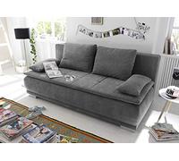 Stella Trading Luigi Cómodo sofá Cama con cajón, Funda de Tela Gris Oscuro, sofá Plegable con función de Dormir y Topper de Espuma firmemente Cosido, 211 x 93 x 103 cm (Ancho x Alto x Profundidad)
