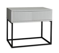 Stella Trading Marle en Color Blanco-Mesita de Noche Moderna con cajón y Estructura metálica Negra, Madera de ingeniería Metal, 60 x 52 x 38,5 cm
