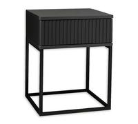 Stella Trading Marle en Grafito-Mesita de Noche Moderna con cajón y Estructura metálica Negra, Madera de ingeniería Metal, Gris, 40 x 52 x 38,5 cm
