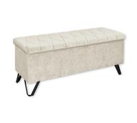 Stella Trading Marsala Banco con Espacio de Almacenamiento y Tapa Acolchada, Color Crema - Amplio baúl para Camas con somier en el Dormitorio, 139 x 58 x 50 cm