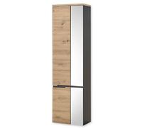 Stella Trading Memphis Alto para Cuarto Aspecto Artesano, Armario de baño con Puerta de Espejo, Madera de ingeniería, Artisan Roble Gris, Hochschrank