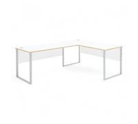 Stella Trading Memphis Escritorio esquinero en Blanco, Aspecto de Roble Artesano, Mesa Moderna para Ordenador con Estructura de Metal y pasacables - 170/150 x 77 x 73 cm (Ancho x Alto x Profundidad)