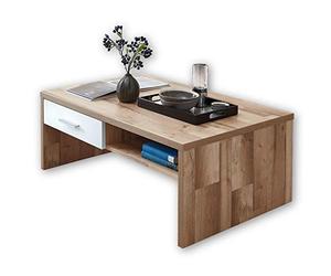 Stella Trading Mesa de café Texas en Aspecto de Roble Yaki, Color Blanco Mate, expresiva, para tu salón, Material de Madera, 110 x 40 x 65 cm