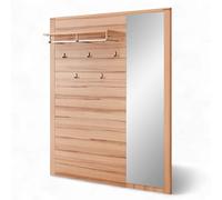 Stella Trading Nature One - Panel de Perchero con Espejo en Madera de Haya parcialmente Maciza, Certificado FSC, Estante Moderno con Gancho de Pared, 120 x 157 x 29 cm (Ancho x Alto x Profundidad)
