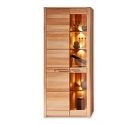 Stella Trading Nature One Vitrina en Madera de Haya parcialmente Maciza, con Certificado FSC, Moderno Armario con iluminación LED y Mucho Espacio de Almacenamiento, ingeniería, Haya, 85 x 203 x 40 cm