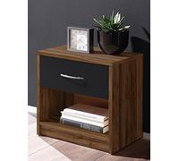 Stella Trading PEPE Mesilla de noche en acabado nogal (Columbia Walnut) y negro, sencilla, con 1 cajón, adecuada para cualquier cama y dormitorio, 39 x 41 x 28 cm (ancho x alto x fondo)