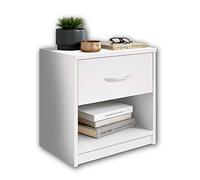 Stella Trading PEPE - Mesita de noche sencilla con un cajón adecuada para cualquier cama y dormitorio, blanco, 39 x 41 x 28 cm