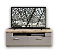 Stella Trading Plus 2 Mueble de TV en basalto con Bonita decoración de Roble Superior - Tabla Baja salón - 140 x 51 x 47 cm (Ancho x Alto x Profundidad)