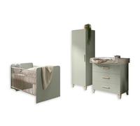 Stella Trading Prizzi Completo Color Verde Pastel/Aurum, Juego de Muebles para habitación de bebé de 3 Piezas Compuesto por Armario, Cuna y Cambiador, Madera, Komplett-Set