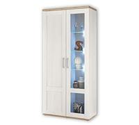 Stella Trading Romance - Vitrina en Aspecto de alerce de Sibiu y Roble San Remo, Vitrina de Cristal de Estilo rústico con iluminación led, 93 x 202 x 46 cm (Ancho x Alto x Profundo)