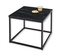 Stella Trading Samy Centro Cuadrada Negro con Estructura metálica Mesa Auxiliar Moderna con Tapa de mármol, Metal, 60 x 46 x 60 cm