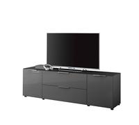 Stella Trading Santorini-Mueble bajo para TV de hasta 65 Pulgadas (180 x 55 x 40 cm), Color Antracita, Vidrio Material de Madera Cristal, 180 cm breit