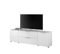 Stella Trading Santorini-Mueble bajo para TV de hasta 65 Pulgadas (180 x 55 x 40 cm), Color Blanco, Vidrio Material de Madera Cristal, 180 cm breit