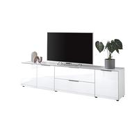 Stella Trading Santorini-Mueble bajo para TV de hasta 77 Pulgadas (226 x 55 x 40 cm), Color Blanco, Vidrio Material de Madera Cristal, 226 cm breit