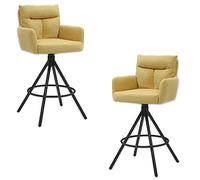 Stella Trading Sofia Juego de 2 taburetes de Bar, Color Amarillo, cómodas sillas de Bar con Respaldo para tu salón y Comedor, 54 x 103,5 x 58 cm (Ancho x Alto x Profundidad)