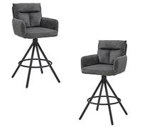 Stella Trading Sofia Juego de 2 taburetes de Bar, Color Gris, cómodas sillas de Bar con Respaldo para tu salón y Comedor, 54 x 103,5 x 58 cm (Ancho x Alto x Profundidad)