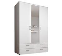 Stella Trading SPAZIO Espejo en Color Blanco - Armario versátil de 3 Puertas para tu Dormitorio, Madera de ingeniería, 3-türig mit Spiegel