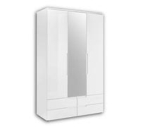 Stella Trading Spice Elegante Espacio de Almacenamiento Espejo, versátil Armario de Puertas giratorias en Color, Madera de ingeniería, Blanco Blanco Brillante, 3-türig mit Spiegel