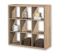 Stella Trading STYLEcontemporána estantería cubo con acabado en roble Sonoma, adecuado para cajas plegables, Práctica estantería separadora de espacios con compartimentos abiertos, 112 x 112 x 38 cm