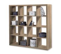 Stella Trading STYLEcontemporána estantería cubo con acabado en roble Sonoma, adecuado para cajas plegables, Práctica estantería separadora de espacios con compartimentos abiertos, 147 x 147 x 38 cm