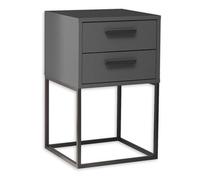 Stella Trading Suna en Grafito-Mesita de Noche Moderna con cajones y Estructura metálica Negra, Madera de ingeniería Metal, Gris, 40 x 65 x 38,5 cm