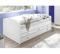 Stella Trading Tumbona tándem con Dos Superficies de Descanso de 120 x 200 cm y 90 x 200 cm - Práctica Cama para litera Juvenil en Color Blanco - 126 x 75 x 206 cm (Ancho x Alto x Profundidad)