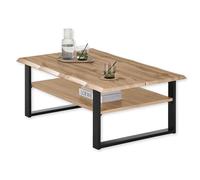 Stella Trading Venice Couchtisch in Eiche Optik, Schwarz Mesa de sofá salón, Madera de ingeniería Metal, Roble Wotan, 107 x 40 x 66 cm (B/H/T)