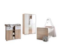 Stella Trading Wiki-Juego Completo de Muebles para habitación de bebé (3 Piezas, Incluye Armario, Cuna y Cambiador), Color, Madera, Roble Sonoma/Blanco, Komplett-Set