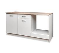 Stella Trading WOW módulo de cocina sin electrodomésticos, acabado en roble Sonoma, blanco, amplia cocina empotrada con mucho espacio de almacenamiento, 160 x 85 x 60 cm (ancho/alto/profundo)